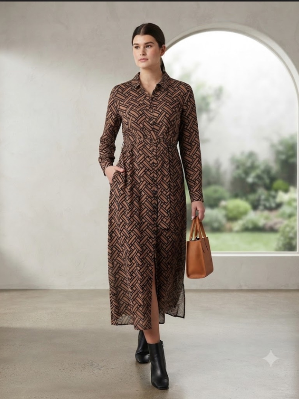 Ripe Maternity : Gia Long Sleeve Tie Waist Maternity Shirtdress (NWT)